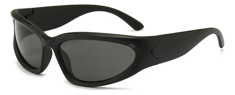 Óculos De Sol Y2k Hype Cyberpunk Oval Trap Futurista Cor Preto Desenho Liso