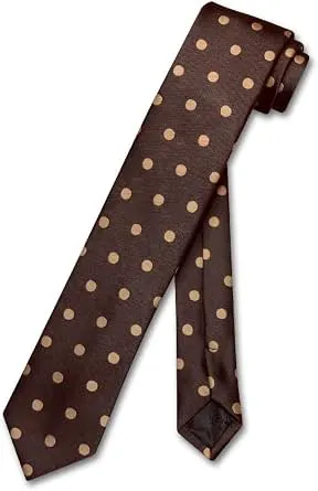 Vesuvio Napoli Gravata skinny marrom chocolate com bolinhas marrom claro 6,3 cm gravata, Marrom chocolate marrom claro, tamanho �nico