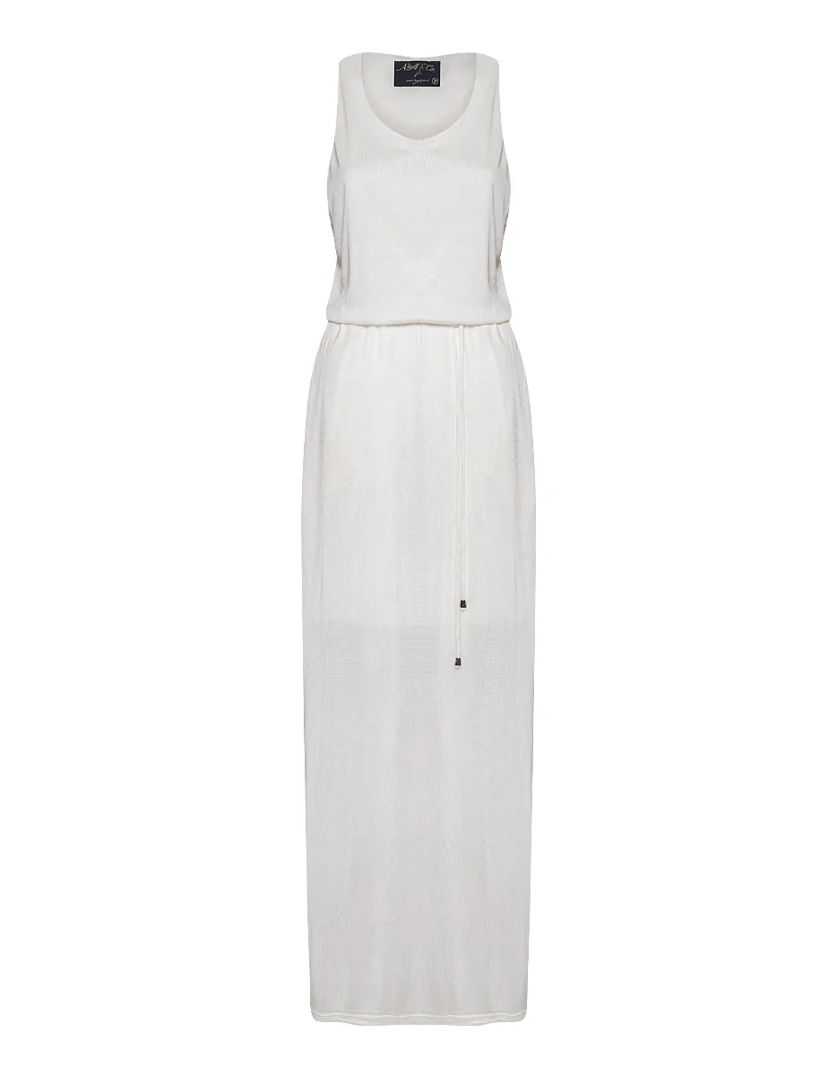 VESTIDO LONGO EM MALHA TRICOT COM BOLSOS