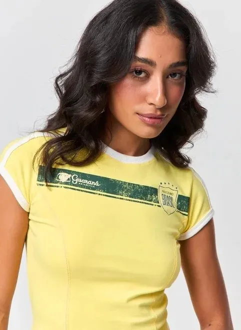 mini tee amarela brasil guaraná