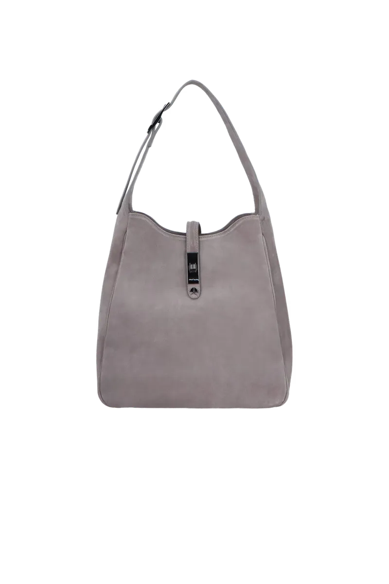 BOLSA TOTE MÉDIA EM CAMURÇA CINZA