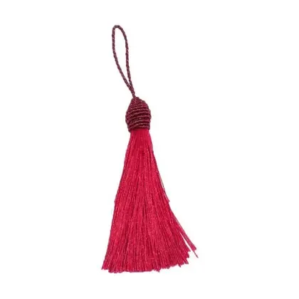 Pingente Tassel 9cm Bordô Franja de Seda - 2 unidades - LB