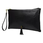 Bolsa Clutch Carteira de Mão Preta Couro Legítimo Madamix