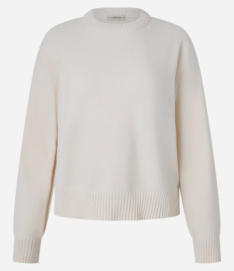 Suéter com Manga Longa em Chenille Off White