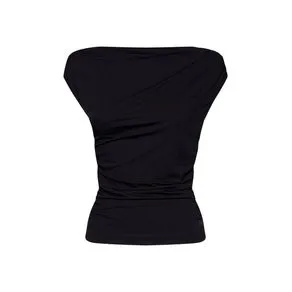 BLUSA AJUSTADA DECOTE ASSIMÉTRICO FRANZIDO