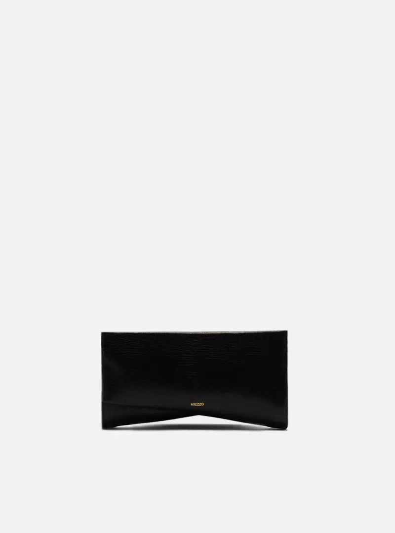 Bolsa Clutch Preta Pequena Detalhe Dourado