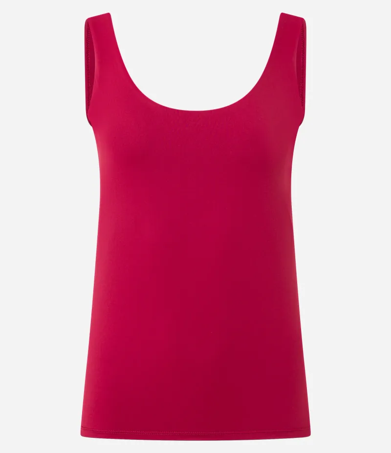 Blusa em Poliamida com Decote U e Alça Larga Vermelho Vinho