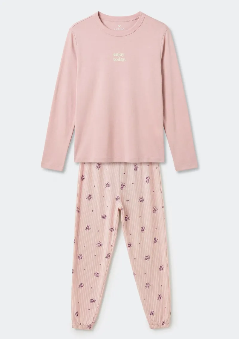 Pijama Longo Feminino Estampado - Rosa