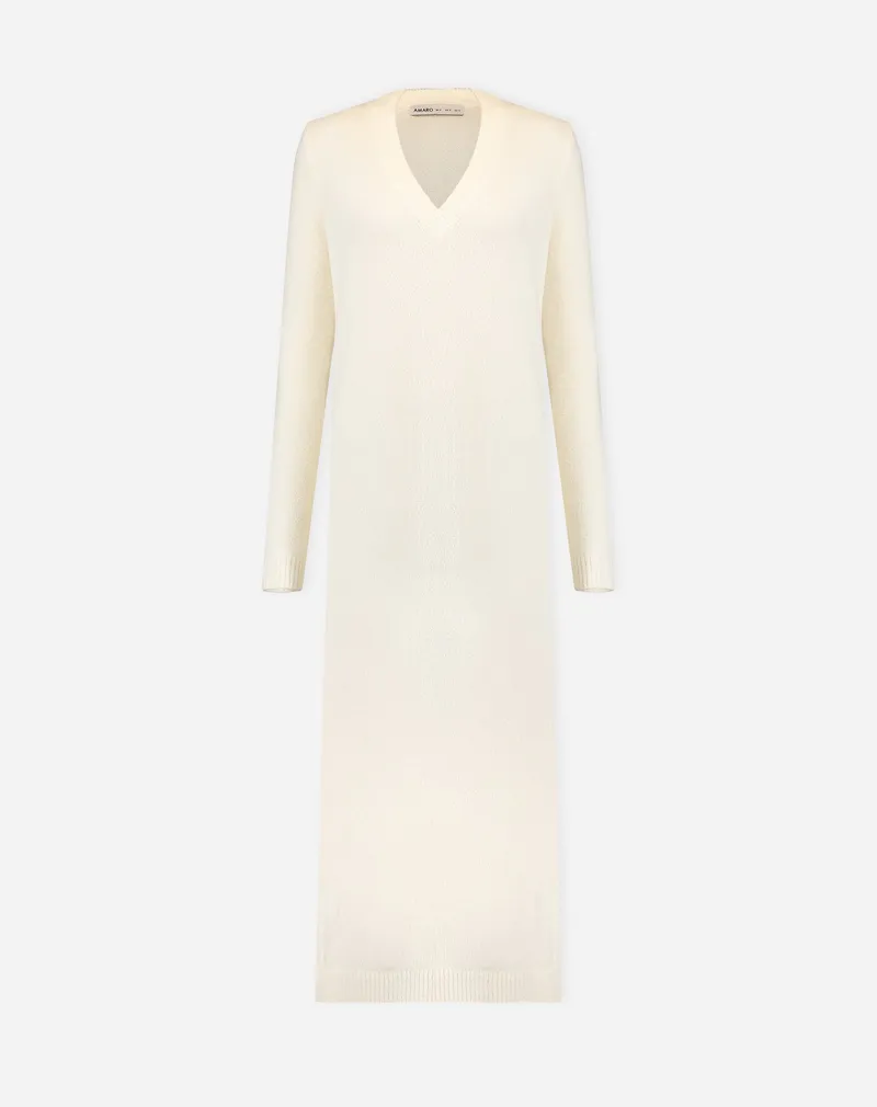 Vestido Mídi Tricot Manga Longa