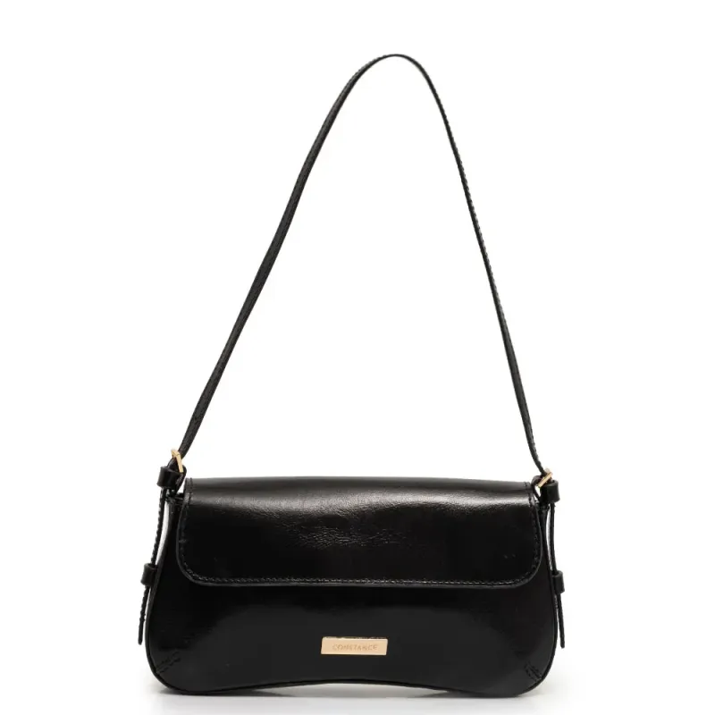 Bolsa Preta Baguete Couro