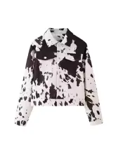 Casual feminino lapela jaqueta feminina vaca impressão manga longa único breasted curto comprimento outerwear 2025 outono commute casaco de rua - AliExpress 200000345