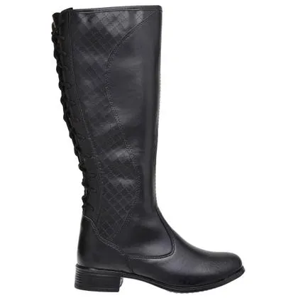 Bota Montaria Feminina Cano Longo Amarração Top - Lovely Footwear