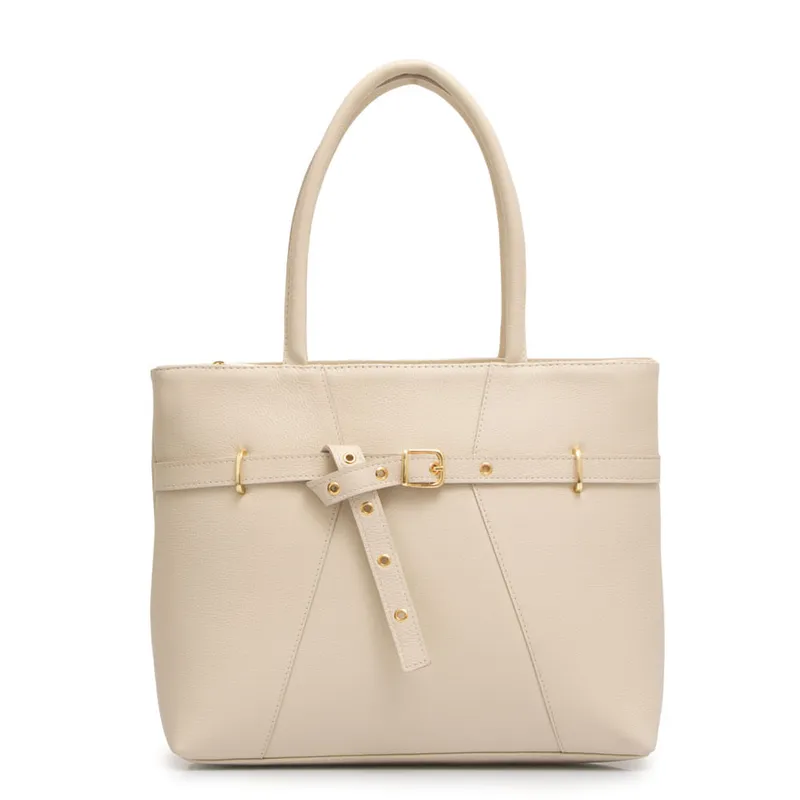 Bolsa Shopping Couro Cinto Off White