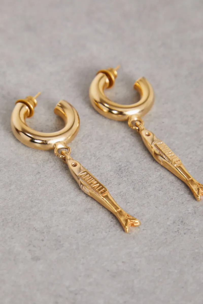Brinco Argola Pingente Peixe Dourado