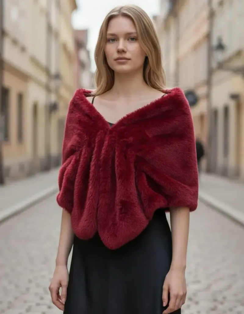 Estola Xale Feminino Quentinha Peluciada Forrada Inverno