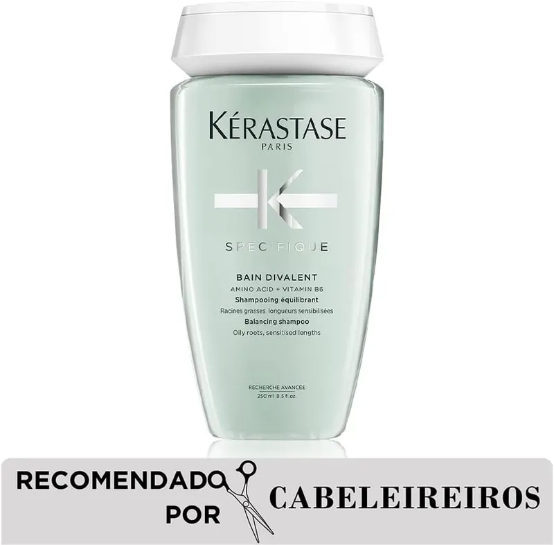 Kérastase Shampoo Specifique Bain Divalent, Cabelos oleosos, Controle da oleosidade, Aminoácido, Vitamina B6, 250 ml