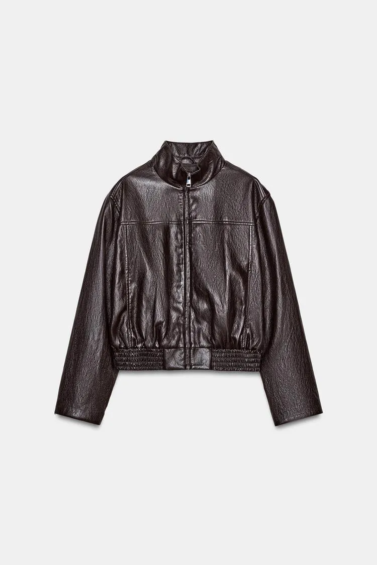 JAQUETA BOMBER CURTA DE POLIURETANO