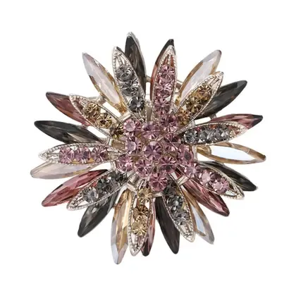Broches De Luxo Femininos Com Strass Em Formato De Flor, Alfinetes De Vidro Com Tema Botânico, - NONE