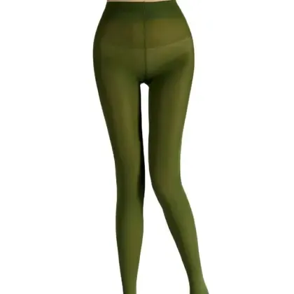 Meia-calça Feminina Verde Oliva 80D De Veludo De Alta Elasticidade Tamanho Grande Para Uso Diário E - NONE