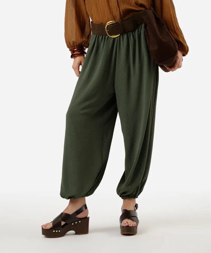 calça aladim feminina texturizada verde