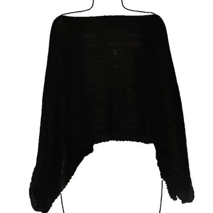 Poncho Feminino Boho de Tricô Katlen Tricot Capa Manta Estilo Boho Chic Tamanho Único