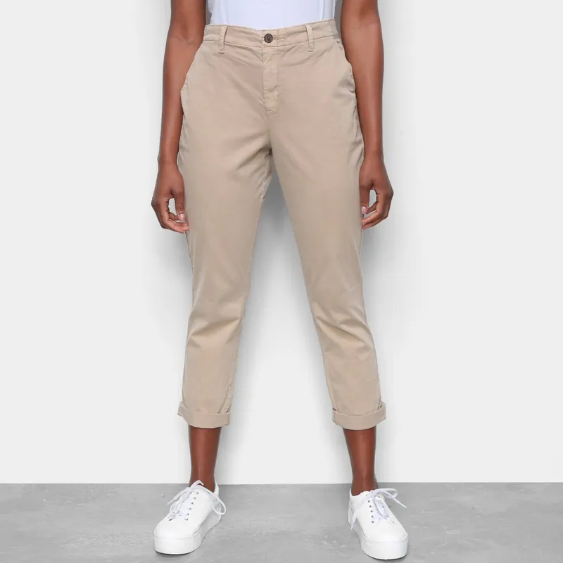 Calça Sarja GAP Capri Feminina - Caqui+Areia
