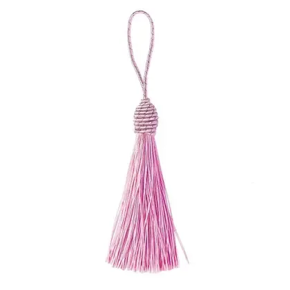 Pingente Tassel 9cm Rosa Franja de Seda - 2 unidades - LB