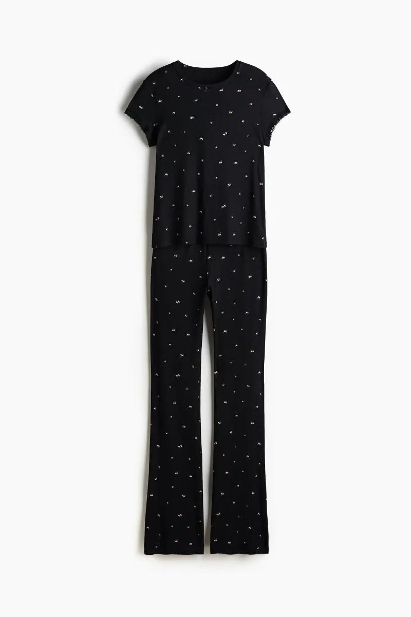 Pijama canelado em modal