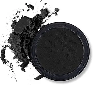 Erinde Paleta de sombras preta fosca, sombra de olhos em pó prensado preto único, ultra-misturável, cor pigmentada, longa duração, paleta de maquiagem gótica de Halloween, sem crueldade e vegana