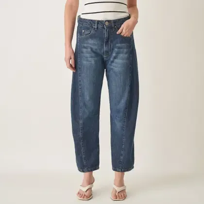 Calça Jeans Cropped Barrel Cintura Alta - Bloom