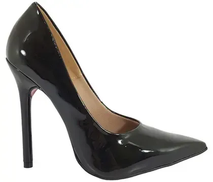 Sapato Scarpin Salto Alto Verniz Preto Numeração Especial Cód 557 - DOM & AMAZONA
