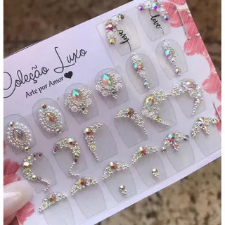 10 Pares de Joias de Unhas luxo (Para cantinho e central) modelo Pé e Mão (04)
