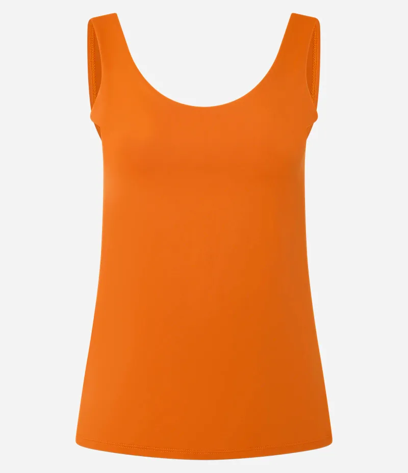 Blusa em Poliamida com Decote U e Alça Larga Laranja