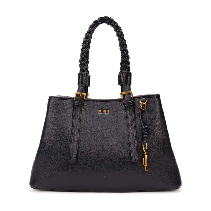 Bolsa Grande Floater Preto Alça Trançada