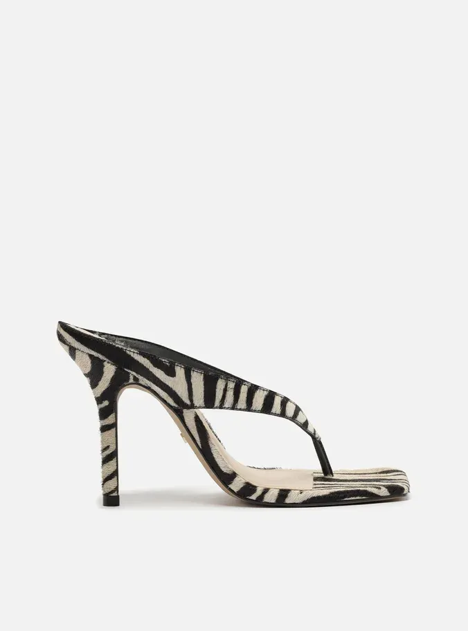 Tamanco Animal Print Salto Alto Thong