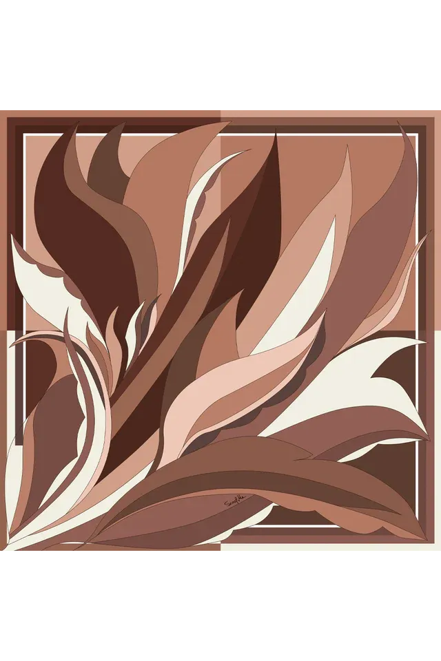 Lenço Neiva mocha em cetim de poliéster | 50x50cm