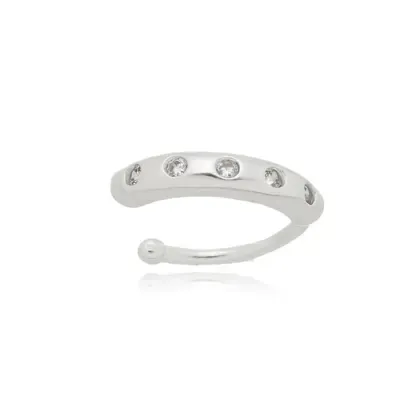 Piercing Fake Liso com Pedrinhas de Prata 925 - Cirulli Pratas