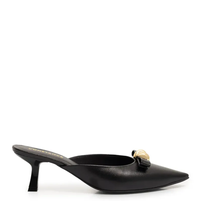 Scarpin Mule Preto Laço Enfeite