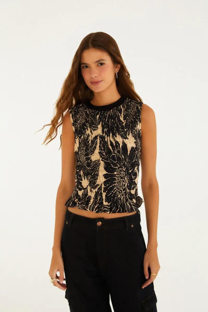 Blusa Lastex Estampada Lia Flor
