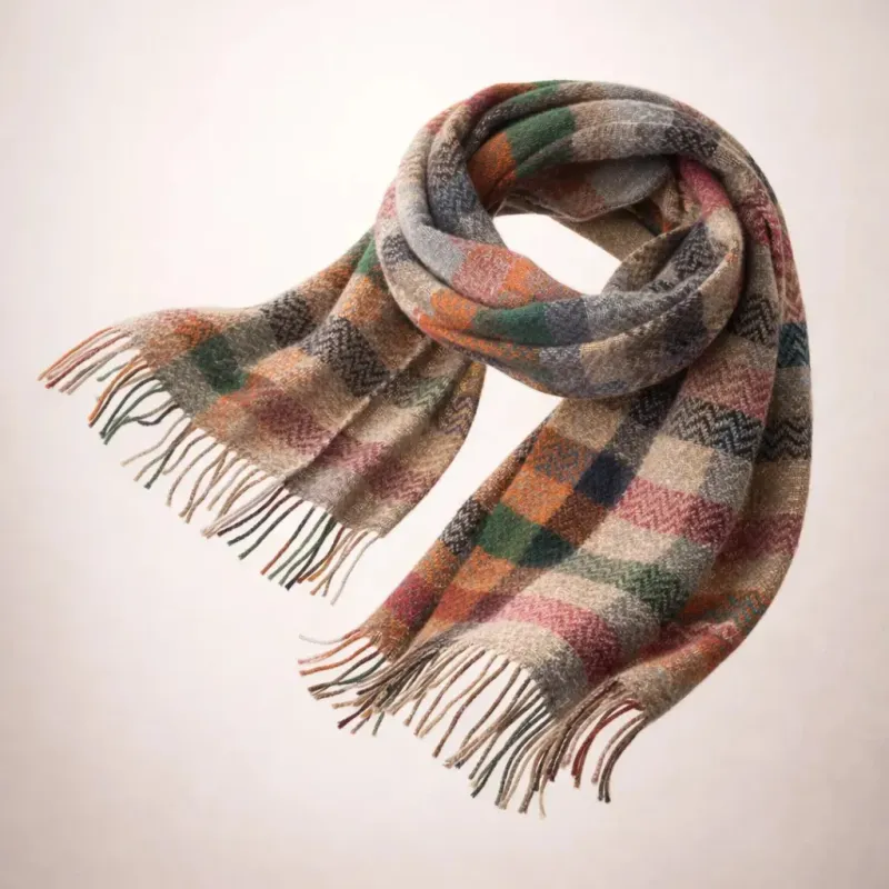 Cachecol Xale Feminino Xadrez Geométrico Pashmina Casamento Multi Color Xadrez Único
