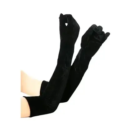 Luvas Femininas De Veludo Longas Para Jantar, Estilo Banquete De Festa De Natal, Quentes, 1 Par - NONE