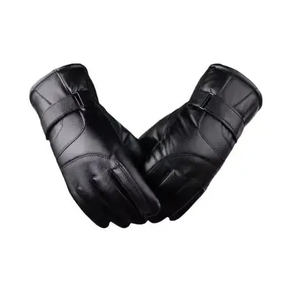 Luvas Femininas De Inverno Quentes Com Tela Sensível Ao Toque Em Couro PU, Impermeáveis E Forradas - NONE