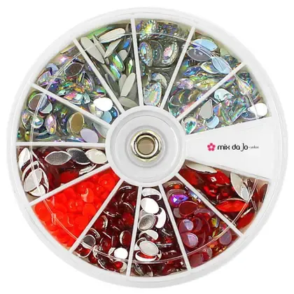 Kit de pedrarias unhas disco grande vermelho e furta cor - Mix da Jo