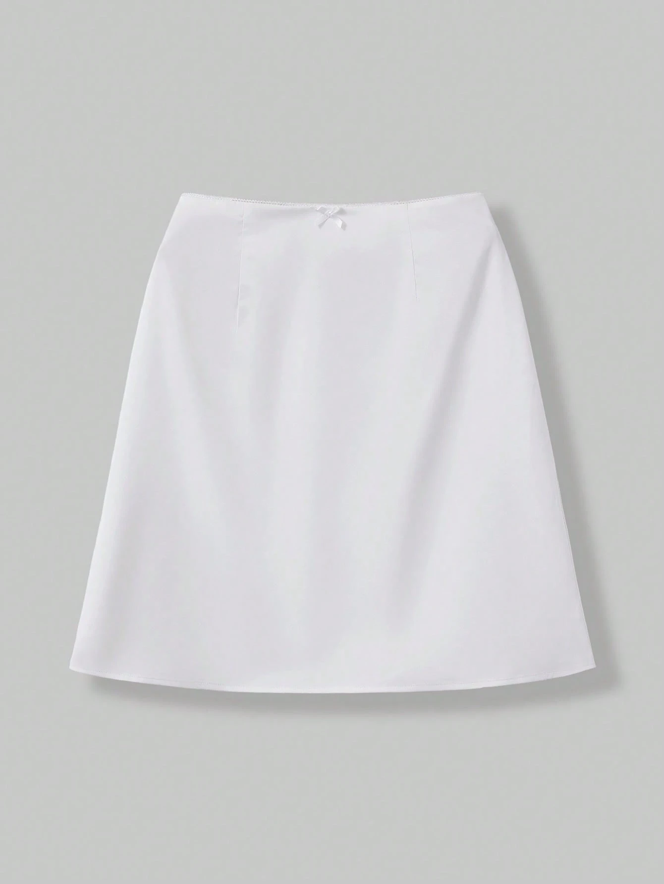 QUNGIGU Saia de Cetim Sedoso Feminina com Detalhe de Laço Fofo, Cós de Renda, Saia Evasê Fluida, Conjunto Casual Elegante para Encontros, Feriados