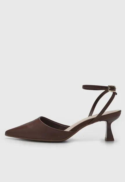 Scarpin Feminino Bebecê Tira Fivela Marrom