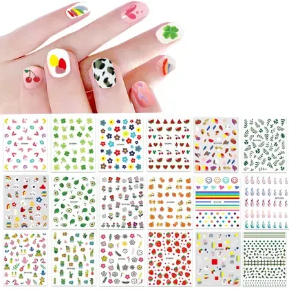 Adesivos de unhas IHUKEIT 3D autoadesivos para unhas DIY x18