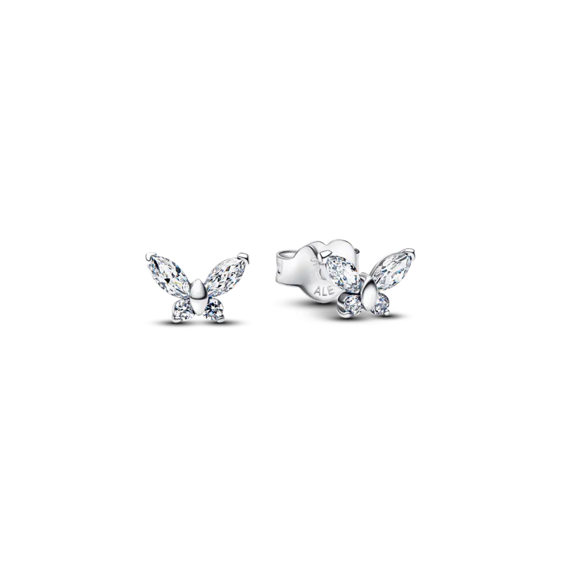 Brinco De Prata Pequena Borboleta Brilhante