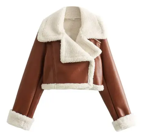 Jaqueta Curta De Shearling Para Mulheres