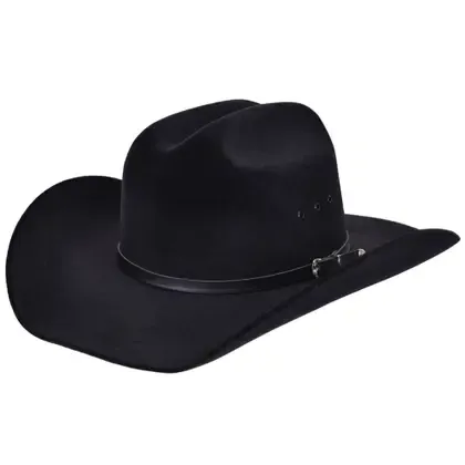 CHAPEU RODEIO COUNTRY SERTANEJO COWBOY MASCULINO COWGIRL PRETO com bandinha de couro Aba de 10 cm - CLACLE