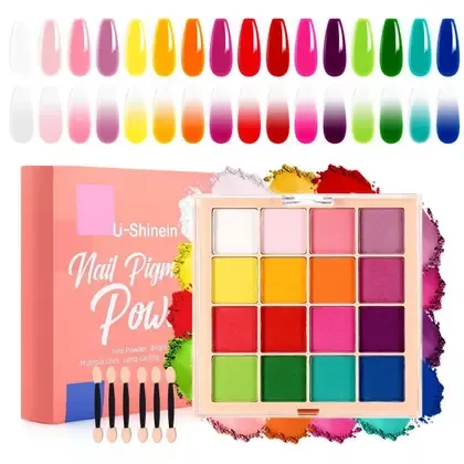 Conjunto de paletas de pigmento em pó para unhas U-Shine em 16 cores - U-Shinein